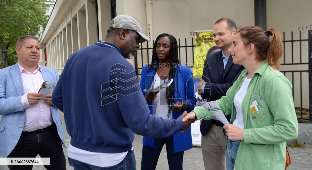 Marine Tondelier Campaigning For The Legislative Elections - Paris