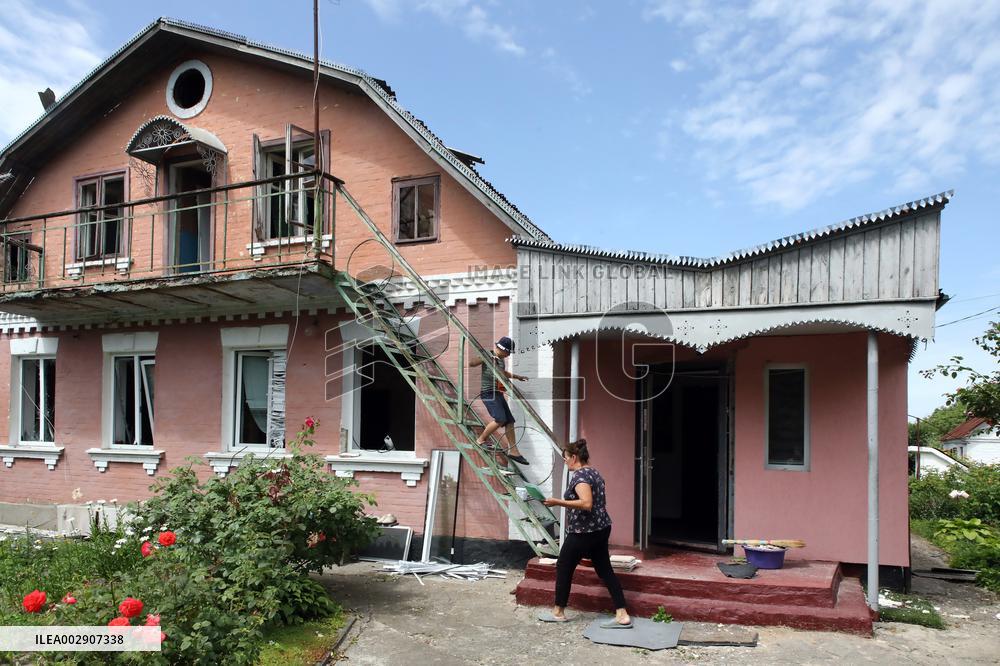 Aftermath of Russian missile attack in Vasylkiv