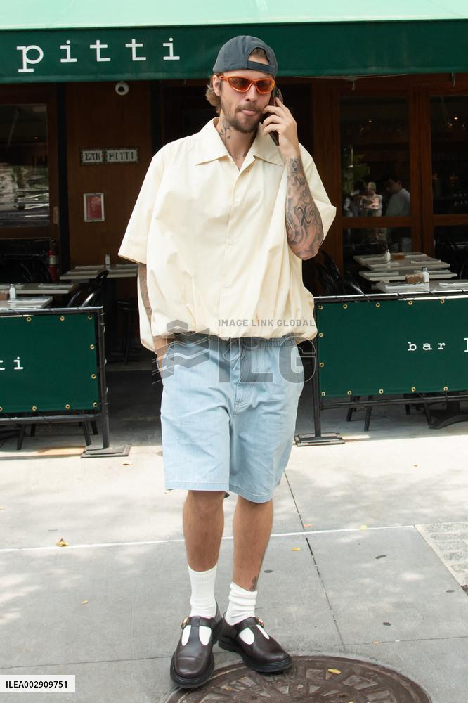 Justin Bieber Departs Bar Pitti After Lunching - NYC
