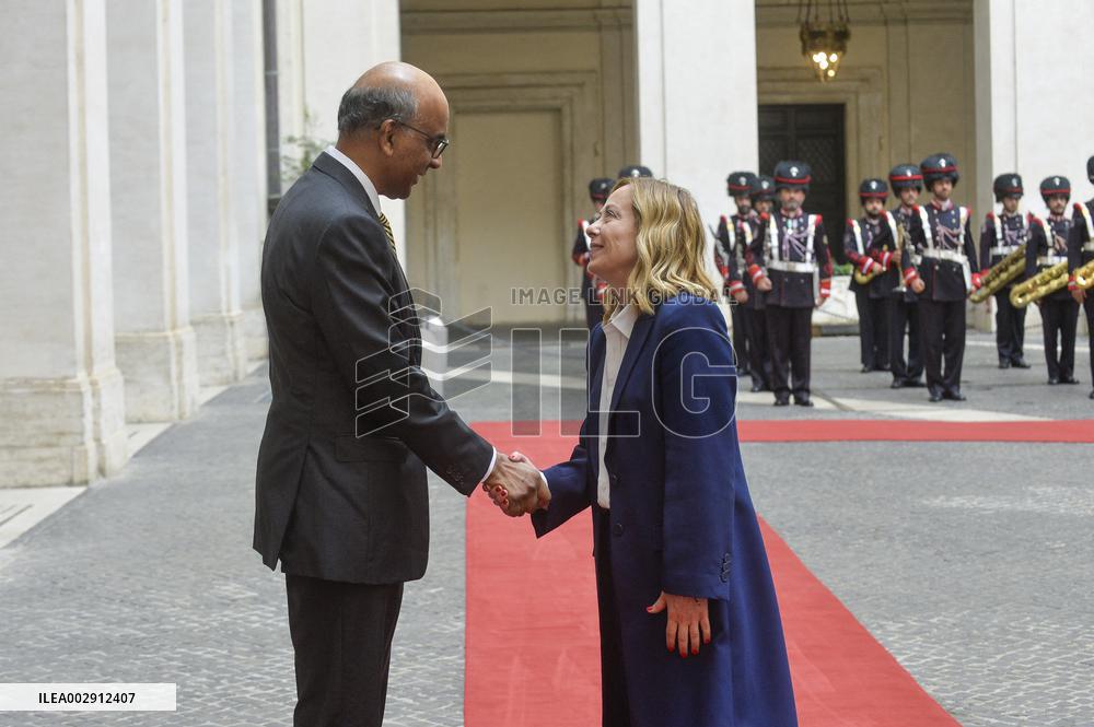 Giorgia Meloni Receives Singapore President - Rome