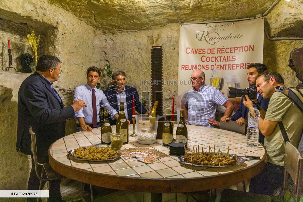 Gabriel Attal Campaign Visit To Indre-et-Loire