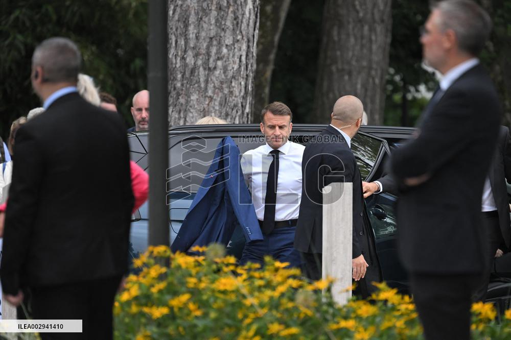 Emmanuel Macron And Brigitte Macron Arrive To Polling Station - France