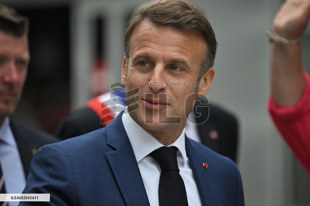 Emmanuel Macron And Brigitte Macron Arrive To Polling Station - France