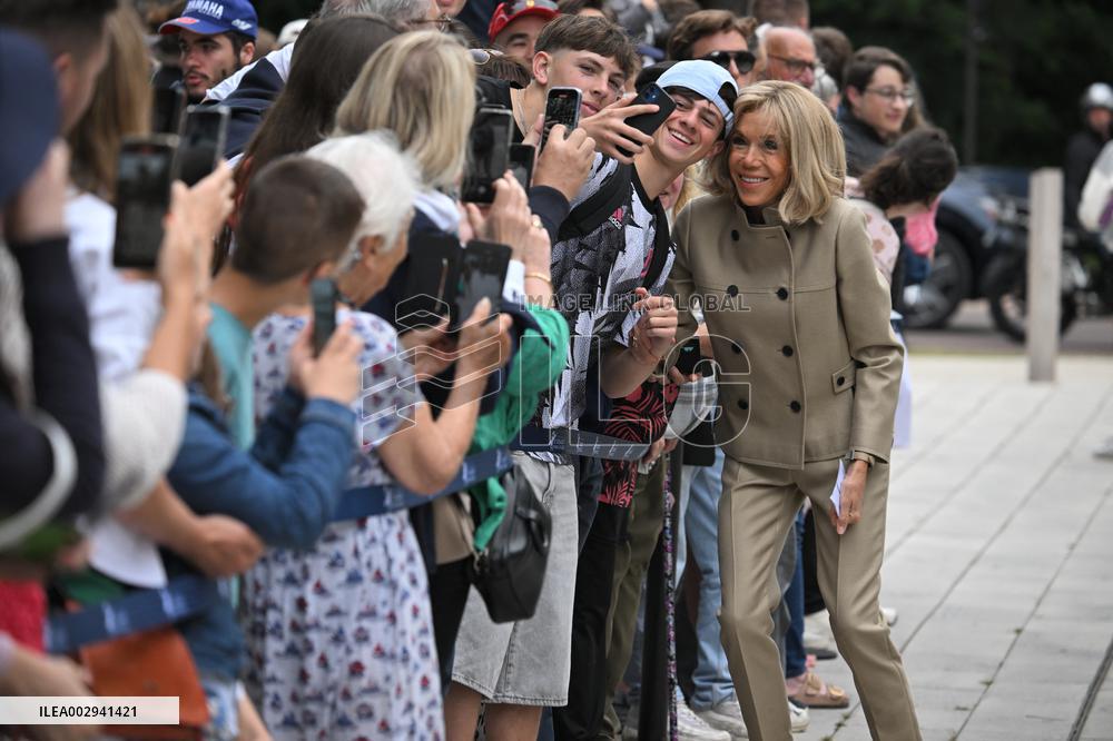 Emmanuel Macron And Brigitte Macron Arrive To Polling Station - France