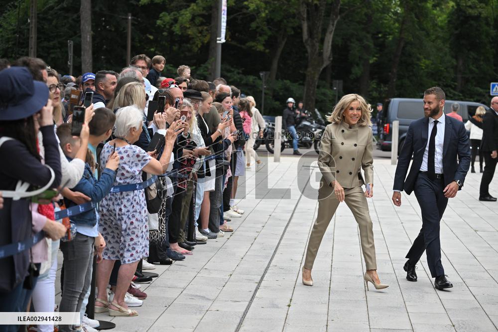 Emmanuel Macron And Brigitte Macron Arrive To Polling Station - France
