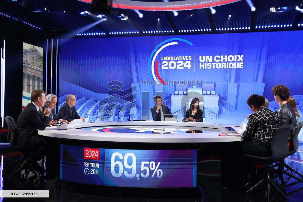 BFM broadcast on the 2024 legislative elections - Paris