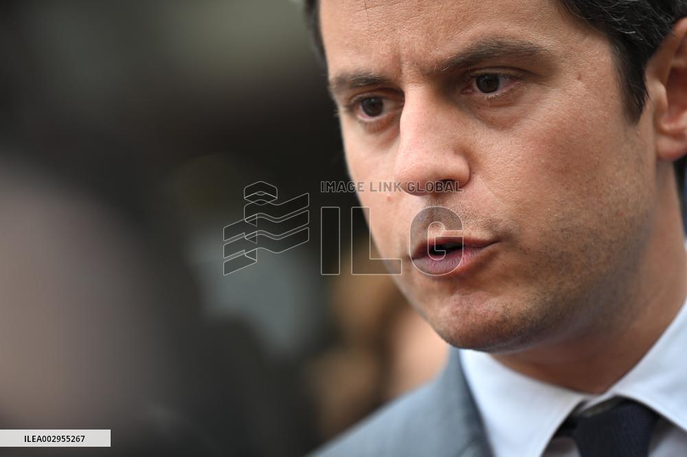 PM Attal During A Campaign Visit For Support Eric Woerth - Senlis