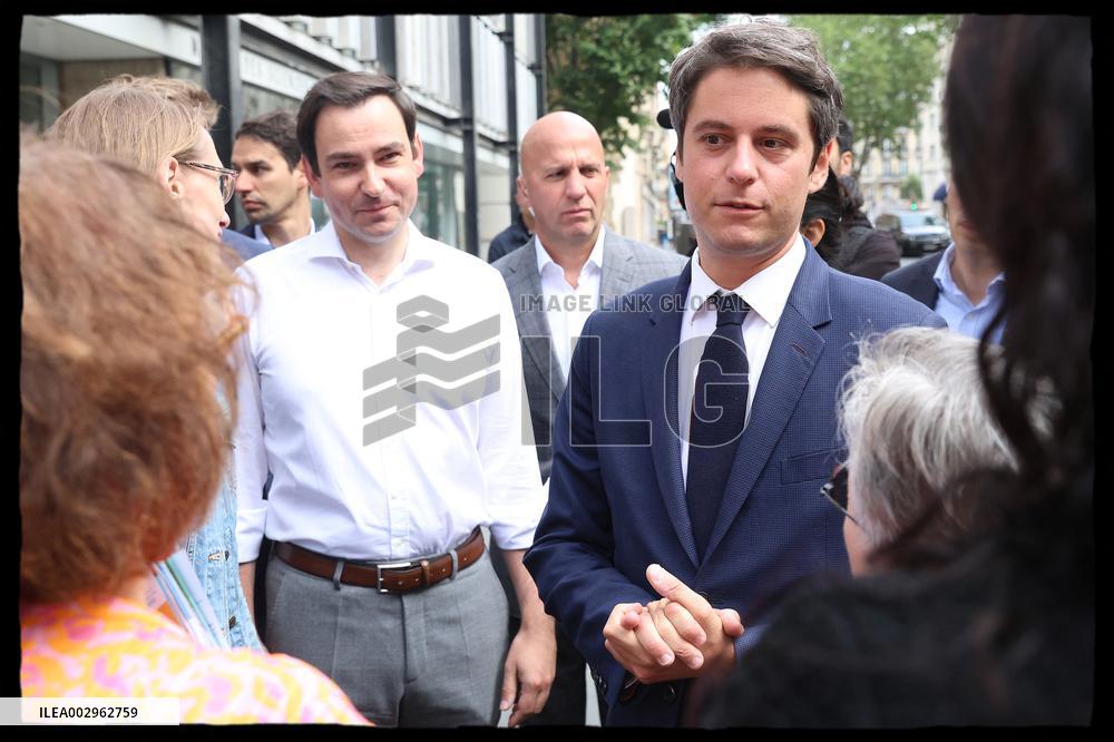 Gabriel Attal And Rachida Dati At Raspail Market - Paris