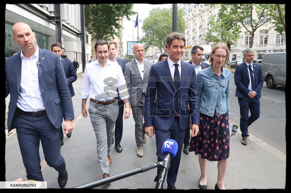 Gabriel Attal And Rachida Dati At Raspail Market - Paris