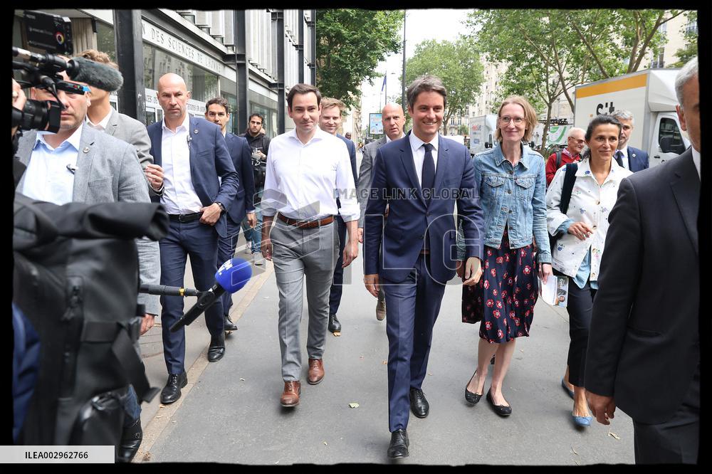 Gabriel Attal And Rachida Dati At Raspail Market - Paris