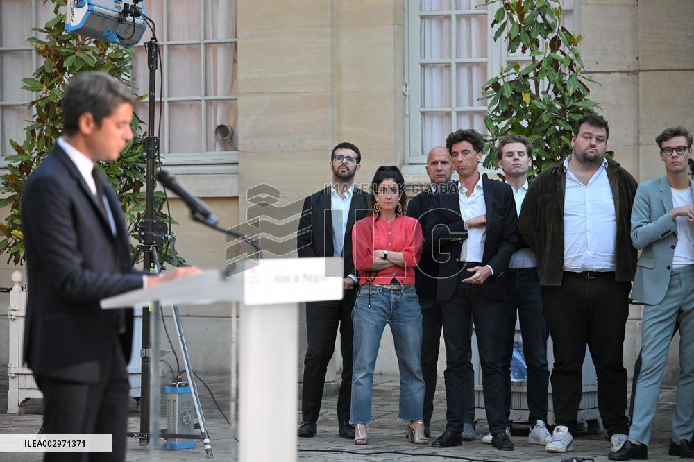 Gabriel Attal after results of the 2nd round legislative elections in Paris