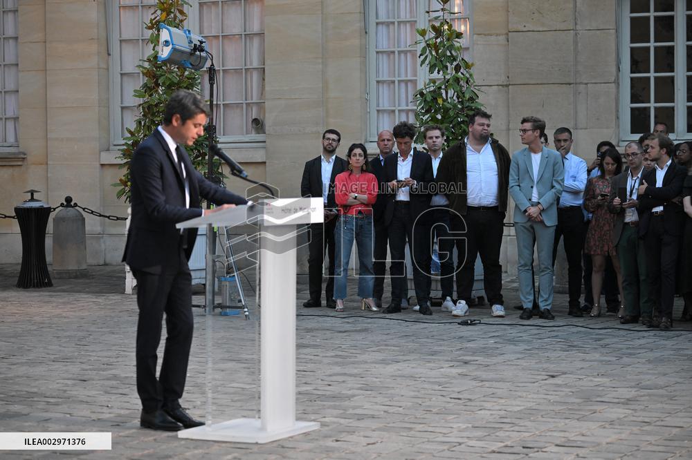 Gabriel Attal after results of the 2nd round legislative elections in Paris