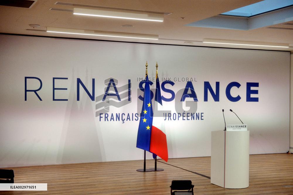 Stephane Sejourne speaks during an election night event of the ruling party Renaissance - Paris