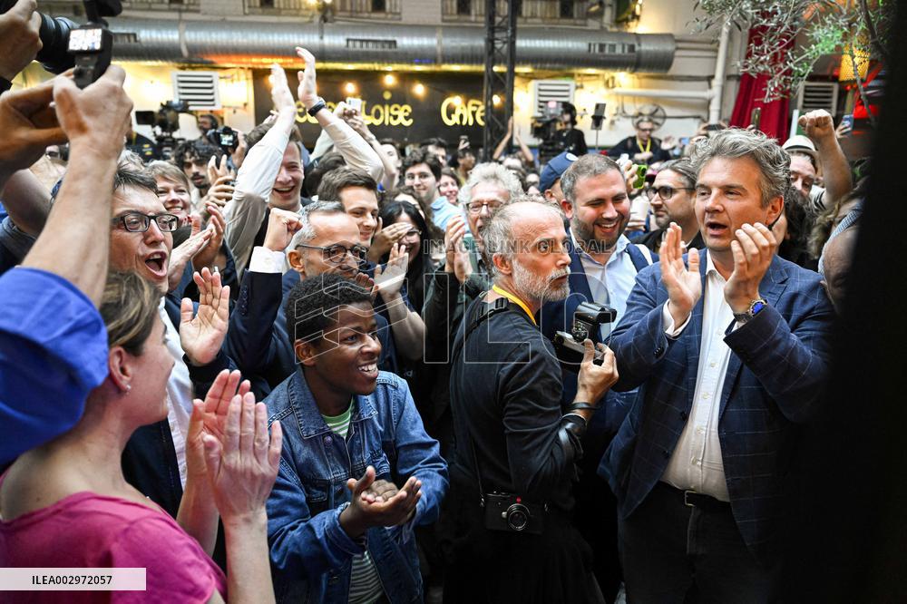 Election evening of Socialist Party after results of the 2nd round legislative elections in Paris