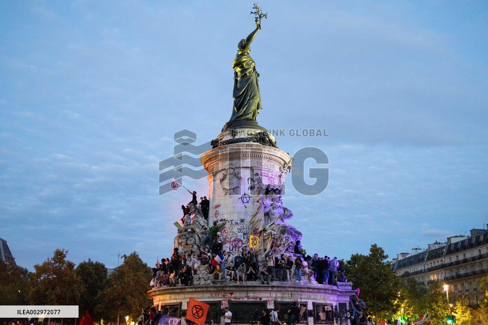 Place de la Republique Gathering during the Legislative Election Results - Paris