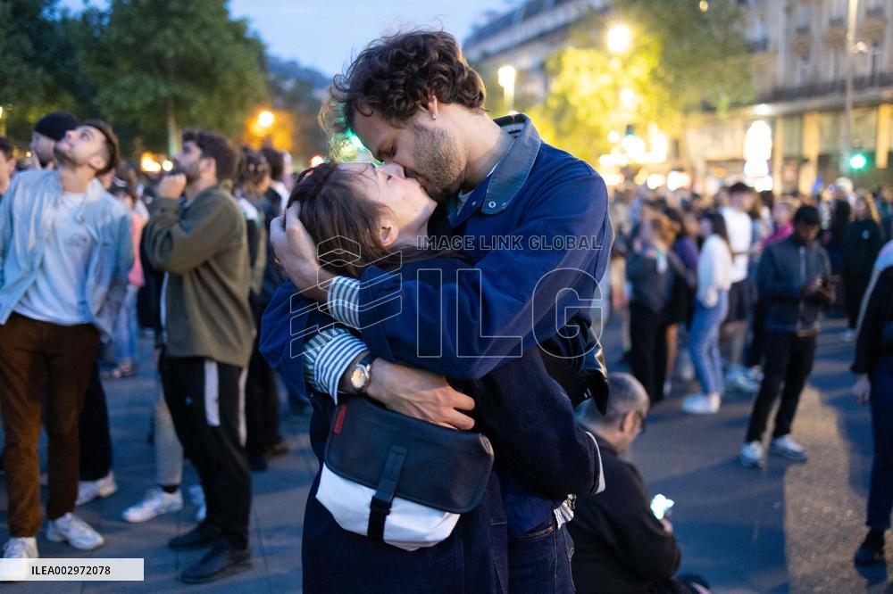 Place de la Republique Gathering during the Legislative Election Results - Paris