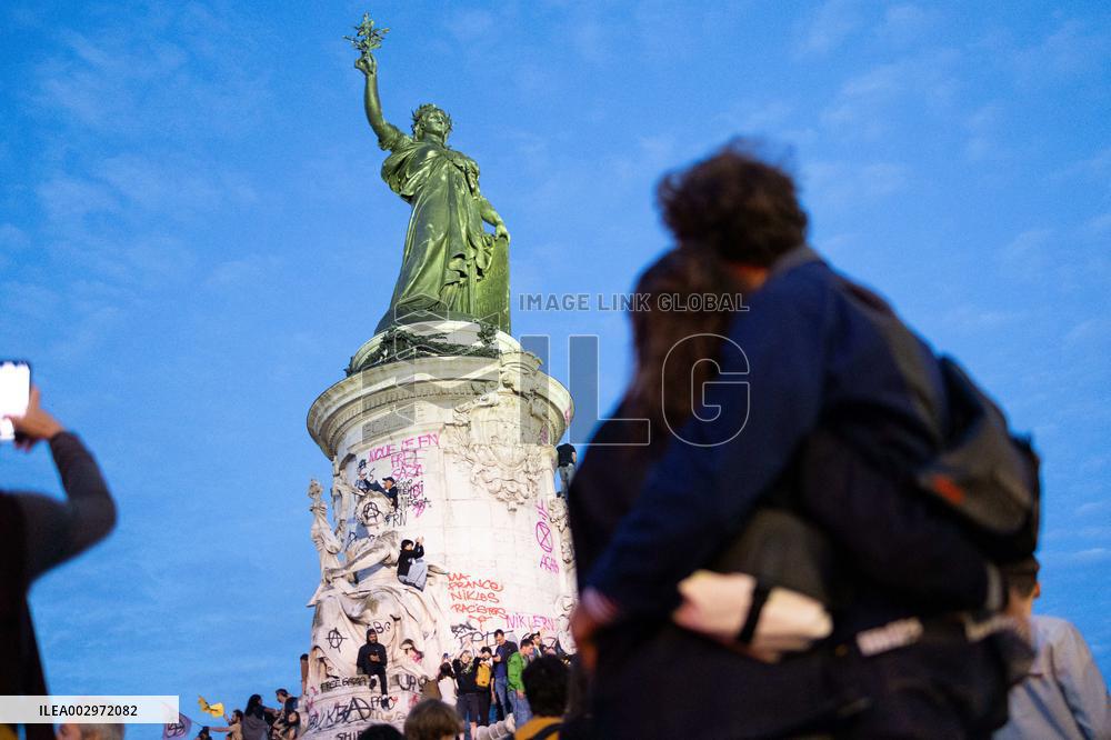 Place de la Republique Gathering during the Legislative Election Results - Paris