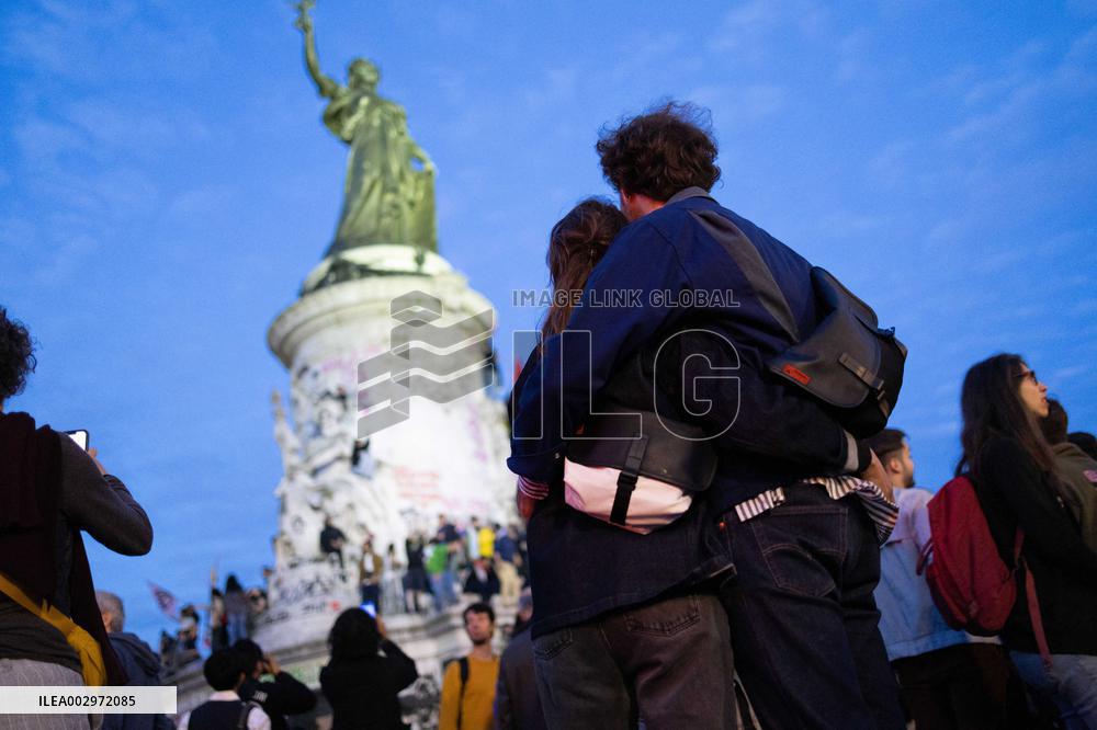 Place de la Republique Gathering during the Legislative Election Results - Paris