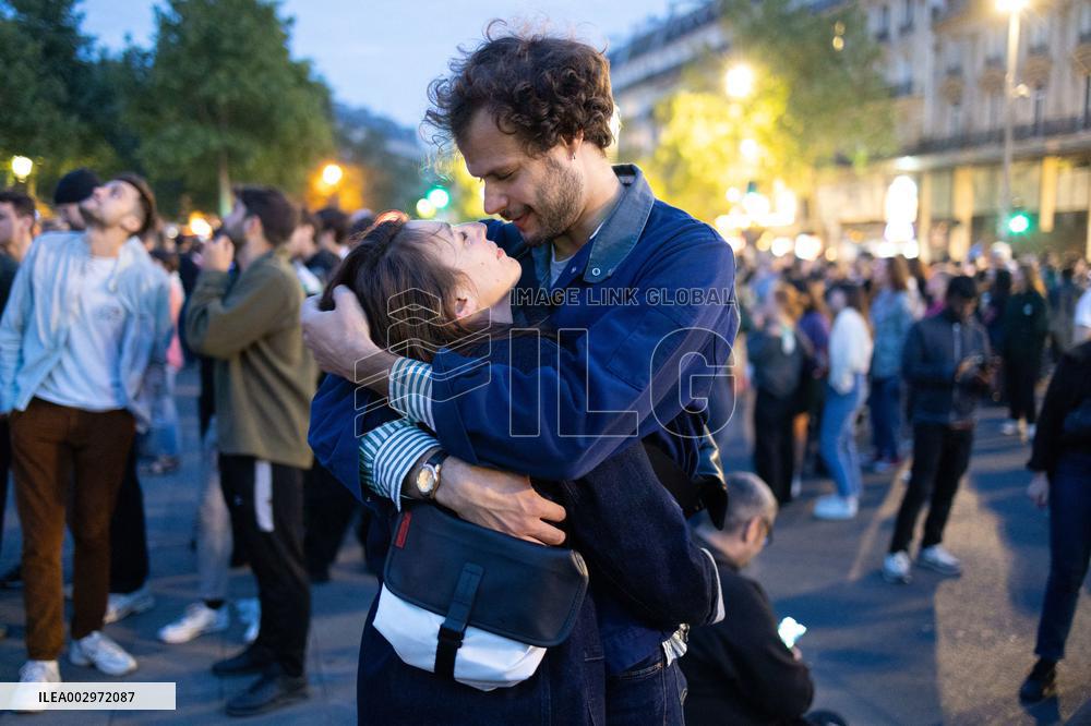 Place de la Republique Gathering during the Legislative Election Results - Paris