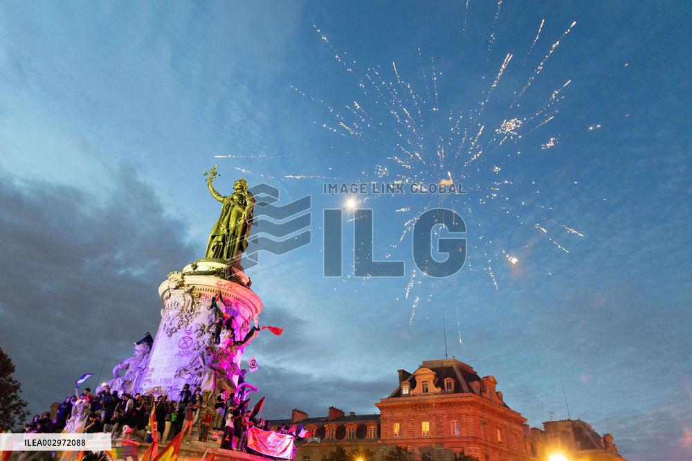 Place de la Republique Gathering during the Legislative Election Results - Paris