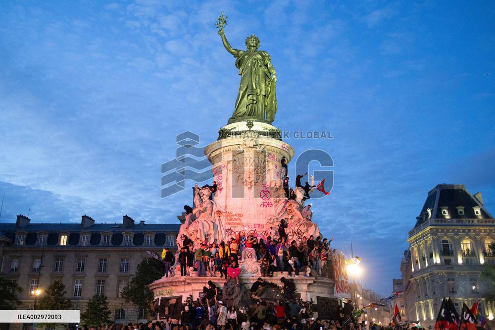 Place de la Republique Gathering during the Legislative Election Results - Paris