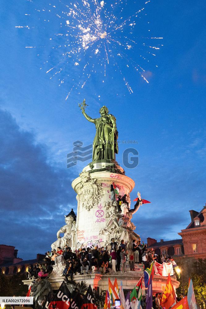 Place de la Republique Gathering during the Legislative Election Results - Paris