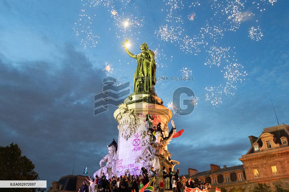Place de la Republique Gathering during the Legislative Election Results - Paris