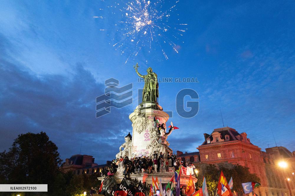 Place de la Republique Gathering during the Legislative Election Results - Paris