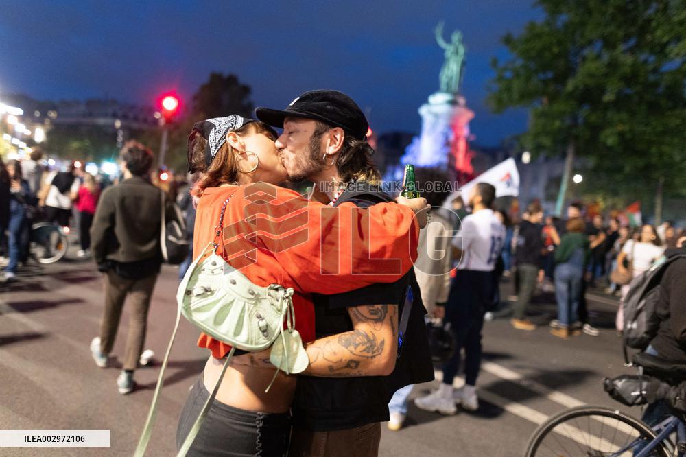 Place de la Republique Gathering during the Legislative Election Results - Paris