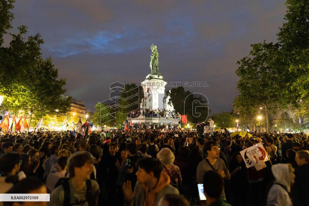 Place de la Republique Gathering during the Legislative Election Results - Paris