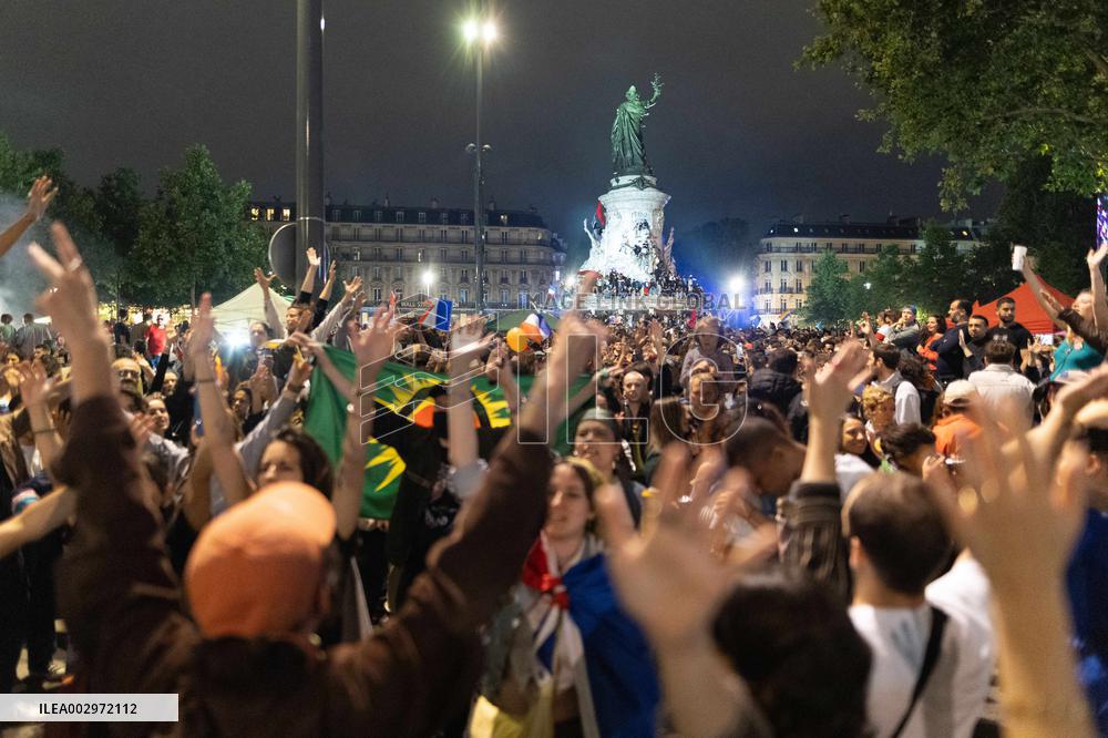 Place de la Republique Gathering during the Legislative Election Results - Paris