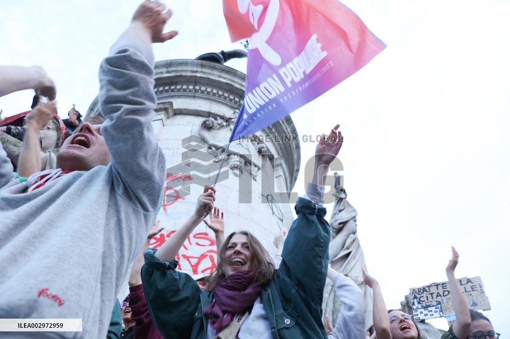 Left Alliance Celebrates As Far Right Faces Surprise Defeat - Paris