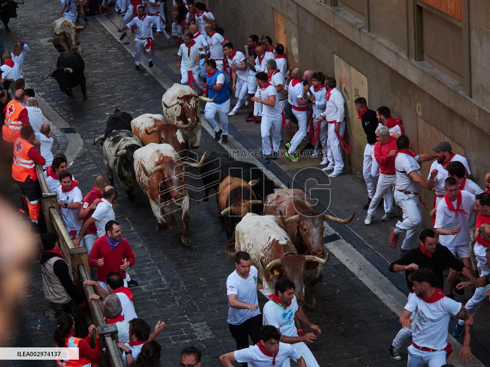 Six Injured In The Second Running Of The Bulls Of Sanfermines