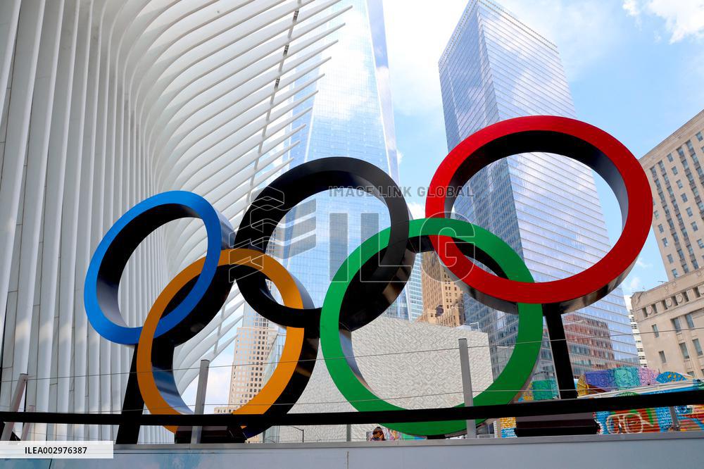 Olympic Rings At North Oculus Plaza - NYC
