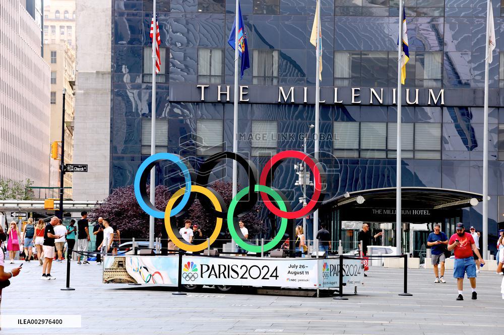 Olympic Rings At North Oculus Plaza - NYC