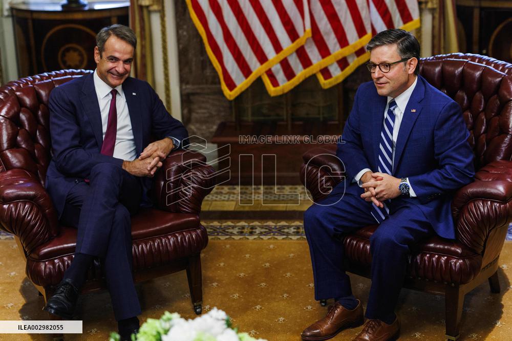 Greek PM Mitsotakis Meets With Speaker Johnson - Washington