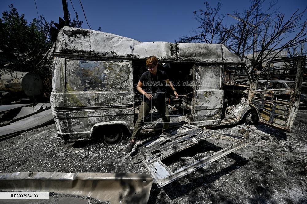 Consequences of Russian missile strike in Vilniansk