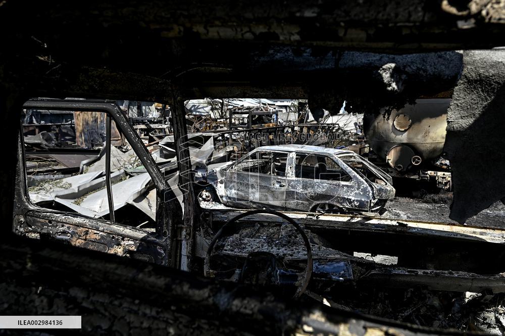 Consequences of Russian missile strike in Vilniansk