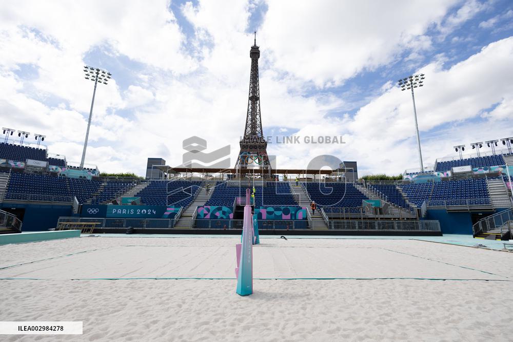 The Eiffel Tower Stadium venue for beach volleyball at the Olympic - Paris