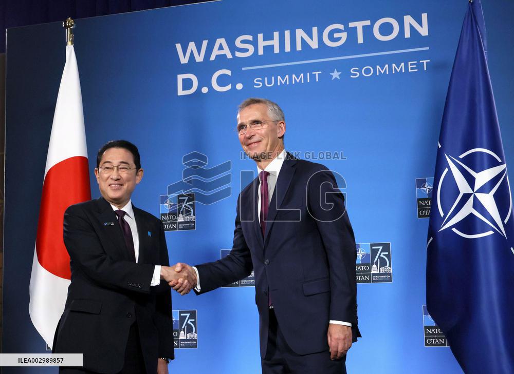 Japan PM meets NATO secretary general in Washington