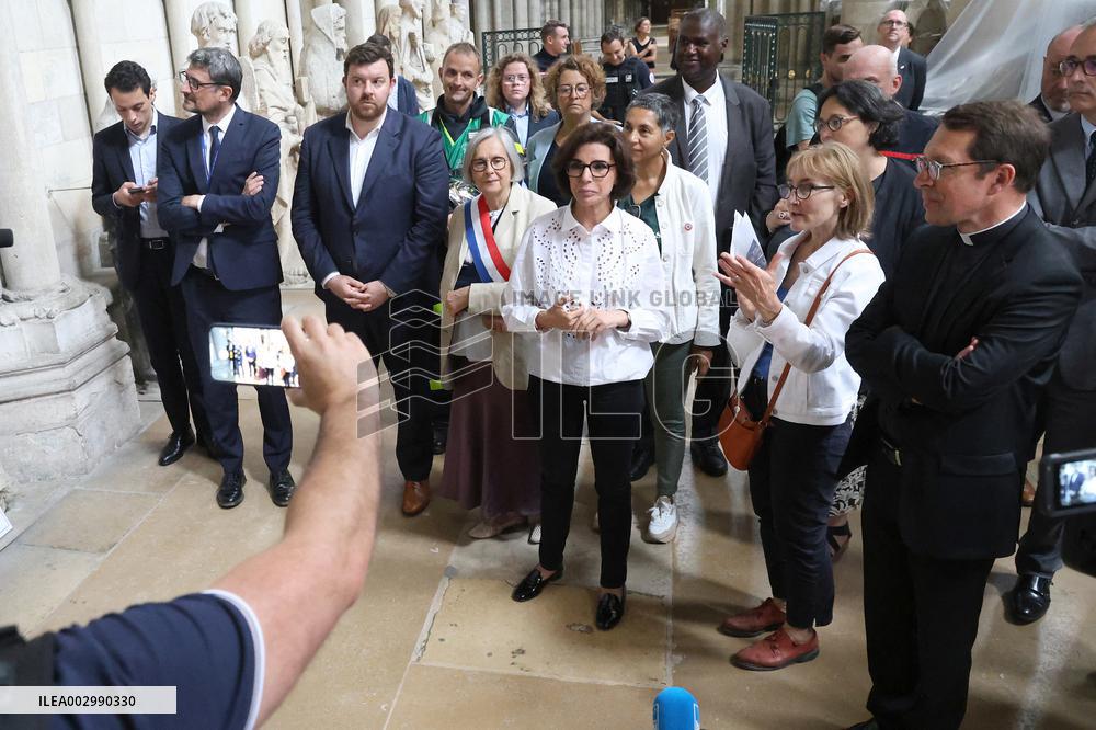 Rachida Dati Visits Rouen Cathedral Following Its Spire Fire