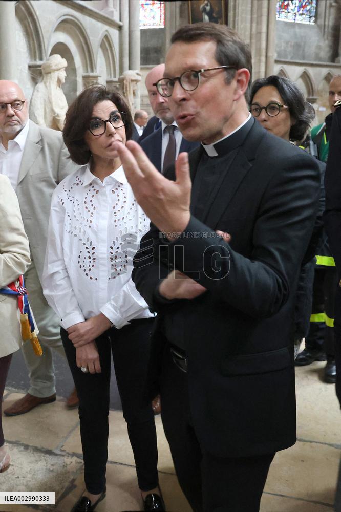 Rachida Dati Visits Rouen Cathedral Following Its Spire Fire