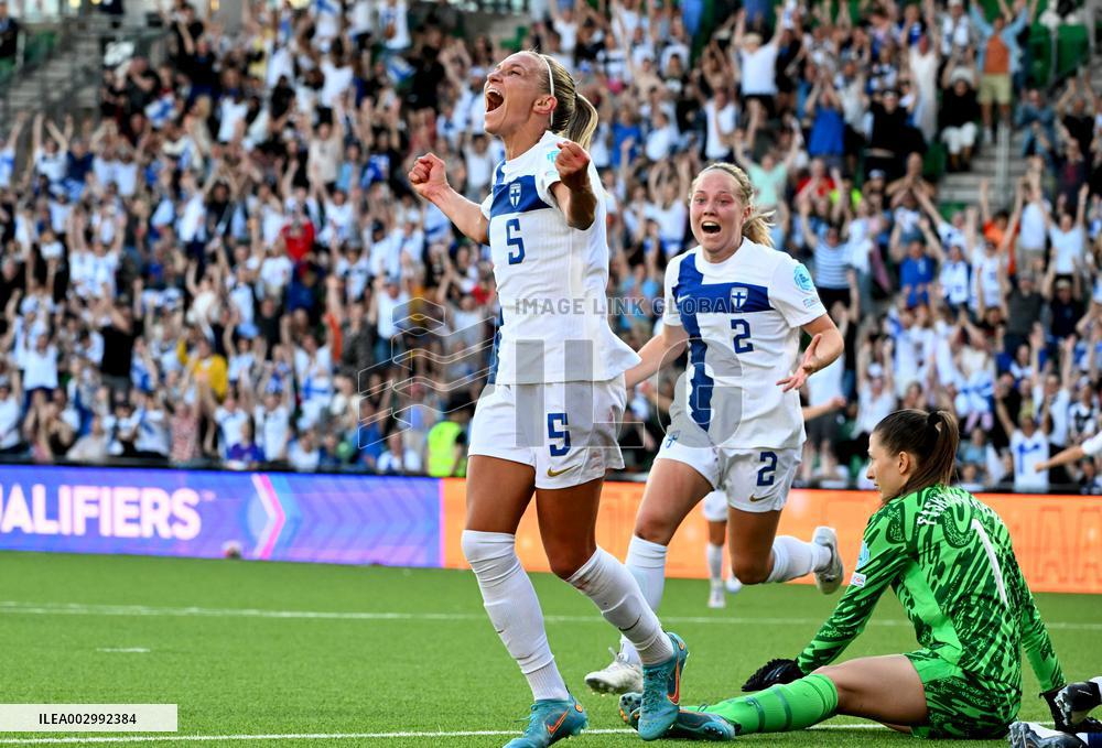Women's Euro 2025 qualifying football match between Finland and Norway