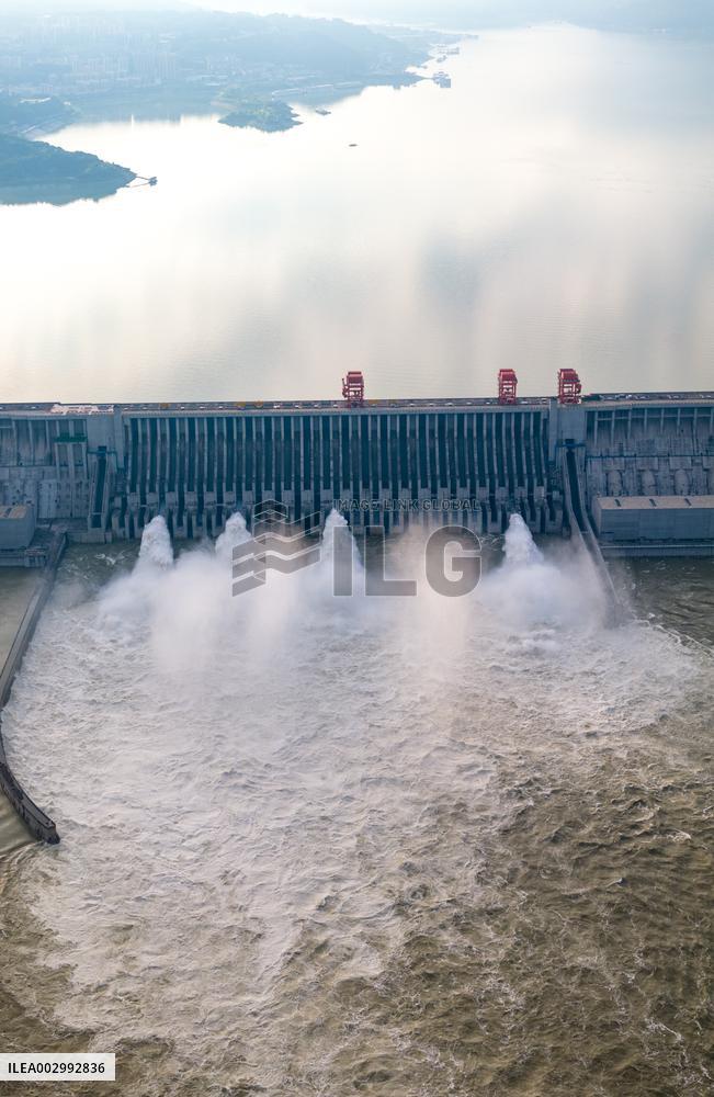 Three Gorges Reservoir Discharging Flooding Water