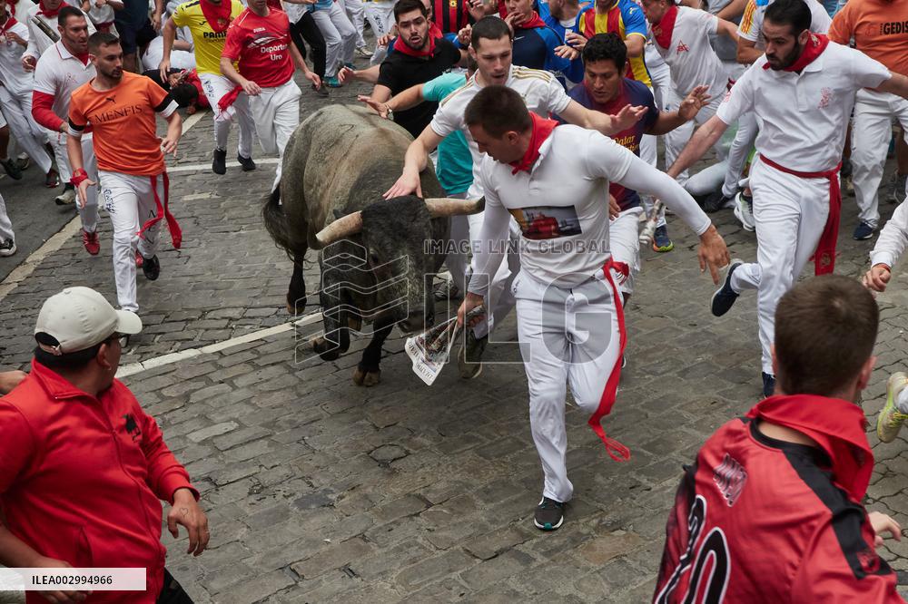Seventh running of the bulls of the Fiestas de San Fermin 2024