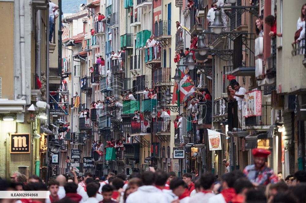 Seventh running of the bulls of the Fiestas de San Fermin 2024