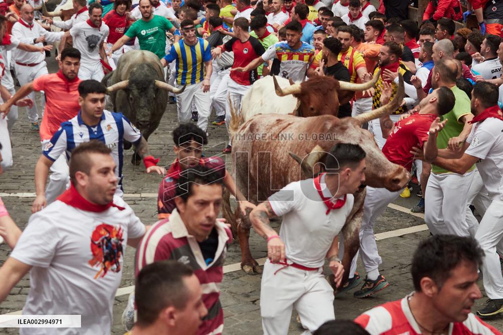 Seventh running of the bulls of the Fiestas de San Fermin 2024