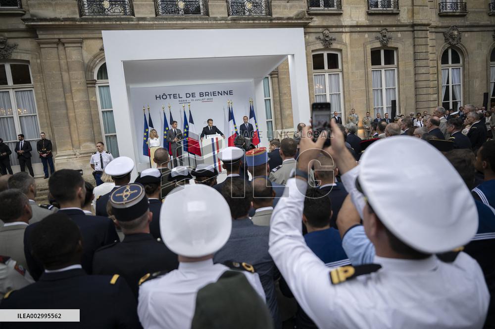 Emmanuel Macron during reception at Hotel de Brienne for Bastille Day Parade - Paris