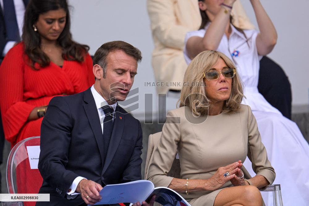 Emmanuel and Brigitte Macron at Bastille Day Parade - Paris