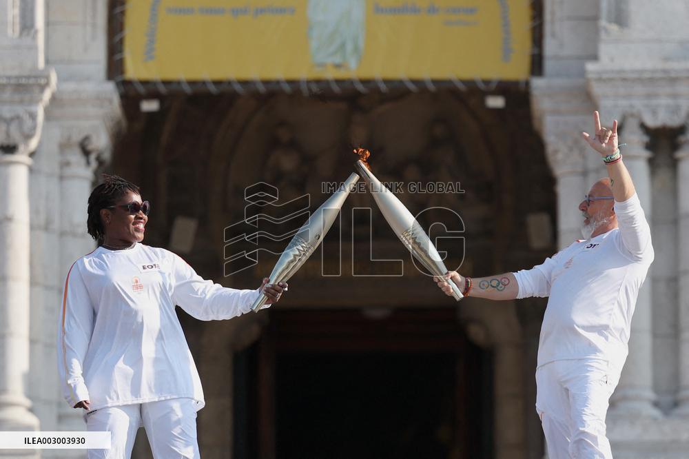 Paris 2024 - Olympic Torch Relay At Sacre-Coeur - Paris